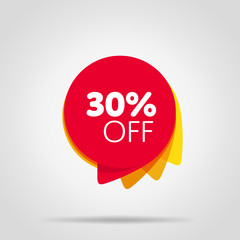 Special offer sale red tag isolated vector illustration. Discount offer price label, symbol for advertising campaign in retail, sale promo marketing, 30% off discount sticker, ad offer on shopping day