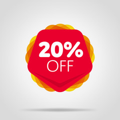 Special offer sale red tag isolated vector illustration. Discount offer price label, symbol for advertising campaign in retail, sale promo marketing, 20% off discount sticker, ad offer on shopping day