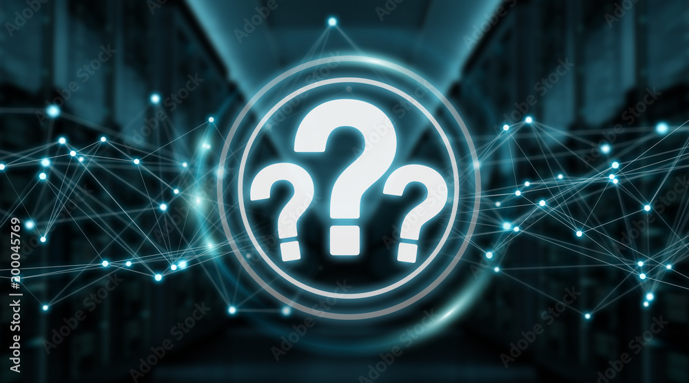 Fototapete question marks digital interface 3d rendering