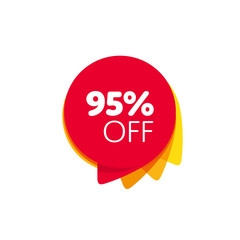 Special offer sale red tag isolated vector illustration. Discount offer price label, symbol for advertising campaign in retail, sale promo marketing, 95% off discount sticker, ad offer on shopping day