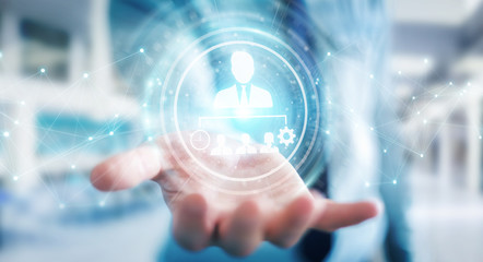 Businessman using business leadership chart 3D rendering