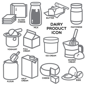DAIRY PRODUCT ICON
popular dairy product illustrated are created in grey icon for your cooking book, diary, short note. It can be cute icon or sticker for your cookbook. bon appetite.
