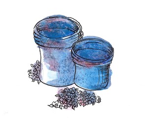 Blue glass jars