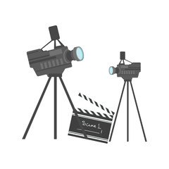 Cinematography equipment, cinema and movie vector Illustration on a white background