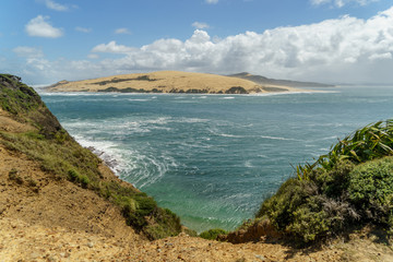 view of from coast on island in ocean, Omapere, New Zealand
