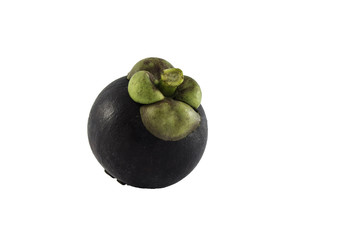 Cut fruit whole and half Mangosteen Isolated On White Background