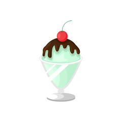 Green Tea Sundae Ice Cream Illustration