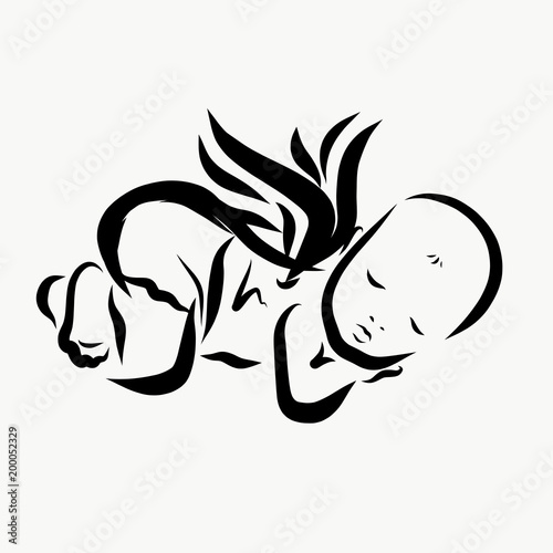 Download "A sleeping baby with wings, a newborn" Stock photo and ...