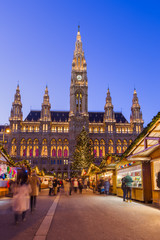 Fototapeta na wymiar Christmas Market near City Hall in Vienna Austria
