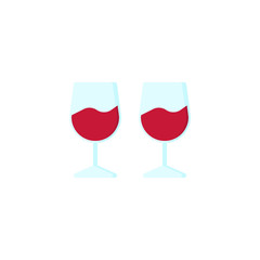 Wine glasses flat icon, vector sign, colorful pictogram isolated on white. Two Glasses symbol, logo illustration. Flat style design
