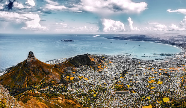 capetown panorama with signal hill. Filtered version.