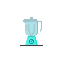 Kitchen blender with glass container flat icon, vector sign, colorful pictogram isolated on white. Blender stationary symbol, logo illustration. Flat style design