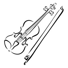 Violin and bow, elegant black lines