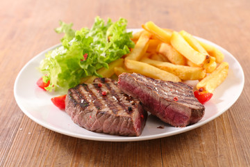 beef barbecue and french fries
