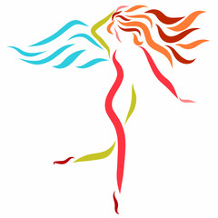 Beautiful winged woman with long hair