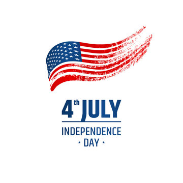 Design of logo - Independence Day. Flag of the United States of America, brush stroke background.