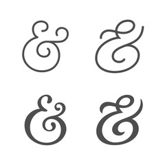 Collection of elegant and stylish custom ampersand. Decoration