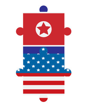 North Korea and USA flags puzzle