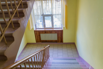 empty stairs in school. no pupils, vacations