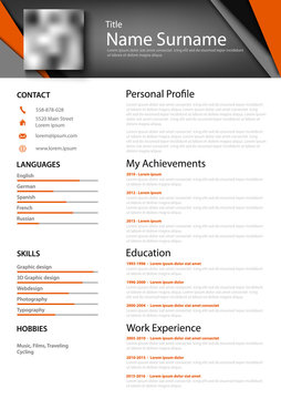 Professional abstract personal resume cv with colored triangles