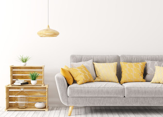 Interior of living room with sofa 3d rendering