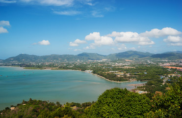 Fototapeta na wymiar View of the Andaman Sea from the viewing point, Phuket , South of Thailand.