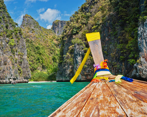 Traditional longtail boats in  Phi-phi Leh island