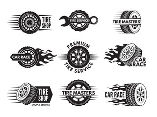 Race logos with pictures of different cars wheels © ONYXprj