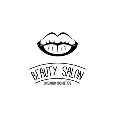 Sample badge for a beauty salon, beauty and cosmetics product, lipstick label, cosmetology procedures, makeup stylist. 