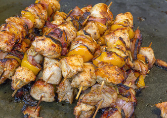 barbecued meat skewers