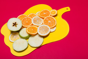 Fruit lying on a cutting board