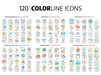 120 Color line icons - obrazy, fototapety, plakaty