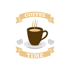 Coffee Time Vintage Ribbon Layout Illustration Design