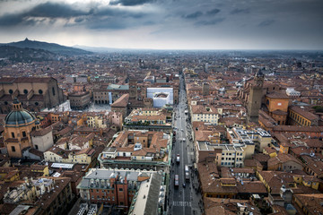 Overhead view of Bologna in Northern Italy

