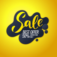 Bright colorful poster Sale 50 percent with splashes. Vector illustration