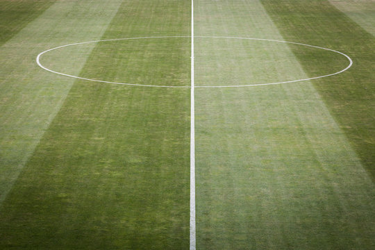 Closeup image of natural green grass soccer field, football field, team sport texture, top view