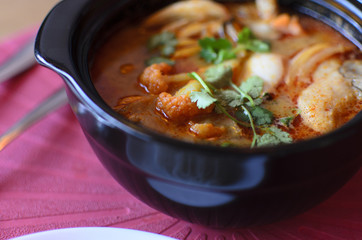 Plate of soup Tom Yam