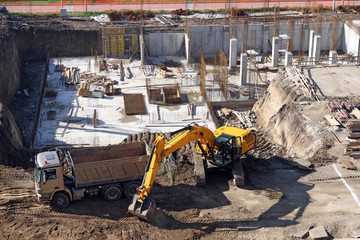 excavator on the construction site