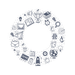 Doodle Icons - startup, painted flat style.