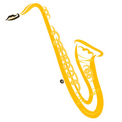 saxophone, musical instrument, creative drawing