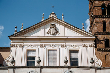 Exterior of Piazza di Cecilia, Trastevere, Rome, Italy.