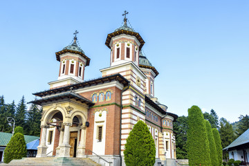 Daylight side view to Orthodox church of the Sinaia monastery