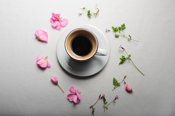 Mocha Cup and Flowers