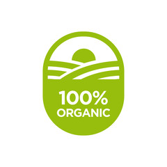 100% Organic. Healthy food and healthy life icon. 