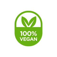 100% Vegan. Healthy food and healthy life icon. 