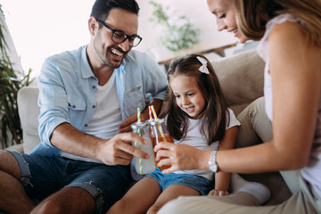 Happy family having fun time at home