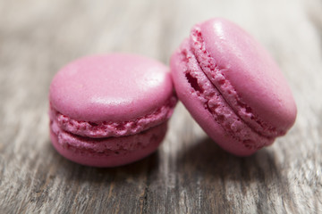macarons biscuit rose en gros plan