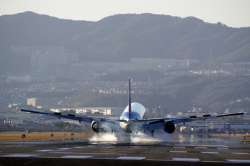 Fototapeta na wymiar 着陸直前の旅客機