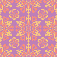 Fototapeta na wymiar Floral seamless pattern. Colored background