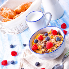 muesli breakfast menu with forest fruits